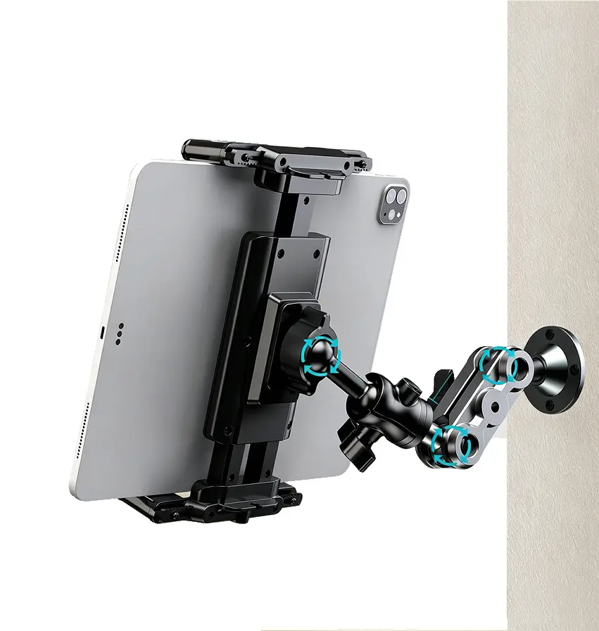 Heavy Duty Drill Base Tablet Mount Phone Holder for Car Truck Dashboard Wall 360° Adjustable 2-Stage Stand for 4.7-12.9" iPad Pro/Air/Mini/Samsung Galaxy Tab, for Car Truck Wall Desk Commercial Vehicle