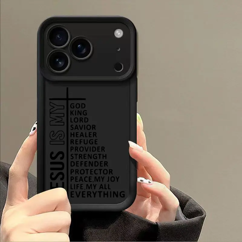1PC Novelty Minimalist "Jesus Is My Everything" Premium Cellphone Case - Military-Grade Shockproof, Secure Durable Protection, Step-Up Lens Guard, Faith Believers Gift, Multi-Fit for iPhone X/11/12/13/14/15/16/17 ProMax & Galaxy 22/23/24/25 Plus, Casing