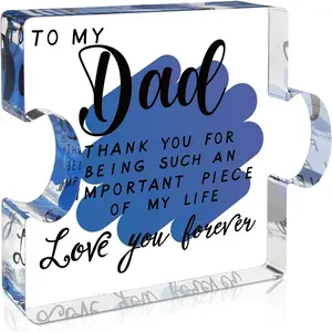 Acrylic Puzzle Shaped Plaque, Creative Letter Pattern Ornament, Decorative Plaque, Home Decor for Living Room Bedroom, Gift for Dad, Birthday Gift Ideas, Signs
