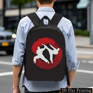 Stylish Martial Arts Combat Graphic Backpack - Lightweight Large Capacity Unisex Daypack with Adjustable Straps & Side Pockets, Foldable Design for School, Travel, Gym - Durable 2D Flat Print Casual Backpack, Gym Backpack