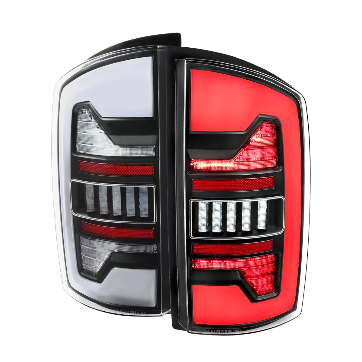 2002-2006 Dodge RAM 1500/2500/3500 White LED Bar Tail Lights (Matte Black Housing/Clear Lens)