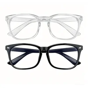2 Pack Anti Eyestrain Blue Light Blocking Glasses for Computer Gaming TV & Phone Screen Protection, Clear Lens UV Glare Eyeglasses for Men & Women