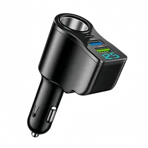 4-in-1 USB Car Charger, Multifunctional Car Charger with Power Supply Port, Fast PD + QC3.0 Charging Car Charger for Mobile Phones USB Powered Charging