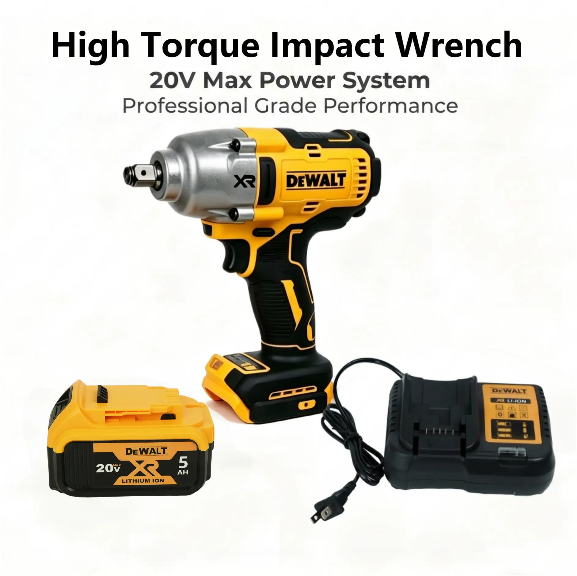 DEWALT DCF900 1/2 in Cordless High Torque Impact Wrench Power Tool for Mechanics - Compact, Durable Housing, Stepless Speed, Forward-Reverse, Anti-Torque Overload Protection, Belt Hook, LED Work Light, Heavy Duty Bolt Work, Power Tools, Batteries