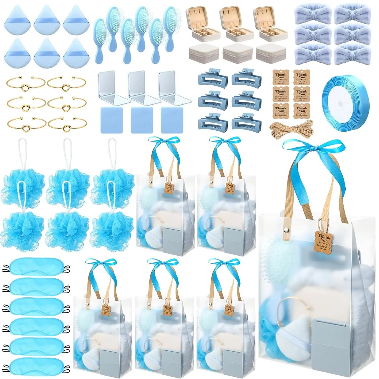 74Pcs  Baby Shower Favors Gifts  Baby Shower Prizes for Game Winnersincluding Headband Hair Brush Jewelry Box with Gift Bag Durable & Easy-to-Assemble Bridal/ Shower Favors, Birthday Party Prizes
