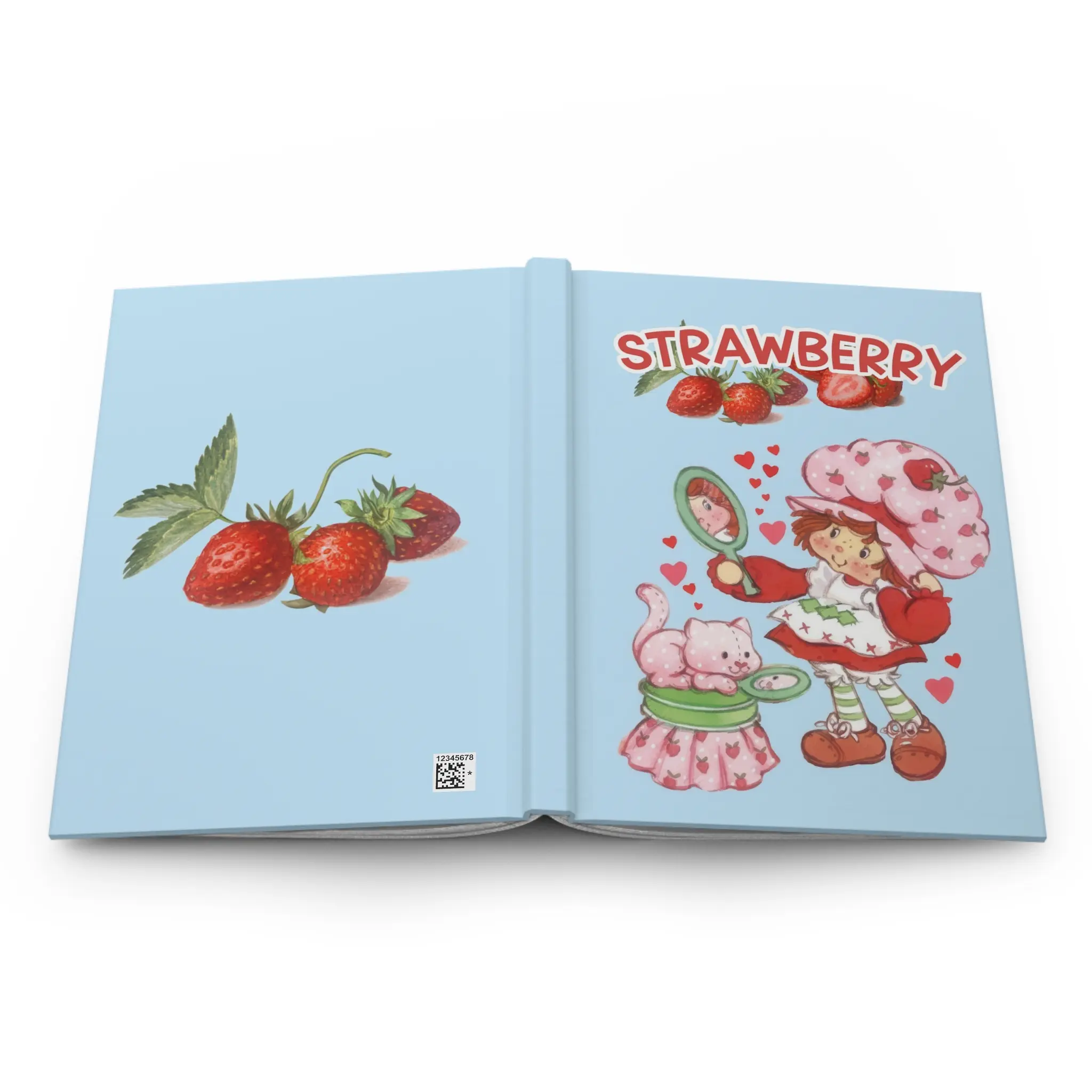 Custom Name Strawberry Girl Notebook, Cute Strawberry Hardcover Journal Matte, Berry Gift Notebook