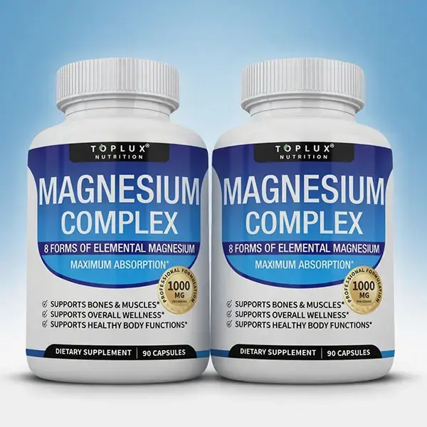 Toplux Nutrition Magnesium Complex 1000mg 90Capsules 7 Elemental Sources for Bone MuscleSleep Immune Support Malate Taurate ChelatedEasy Absorption for Men Women - Mineral,Healthcare