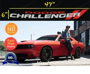 Dodge CHALLENGER Windshield Vinyl Decal Sticker 47" x 5" High-Quality Durable Material USA Made Vehicle Exterior Decoration Fast Shipping