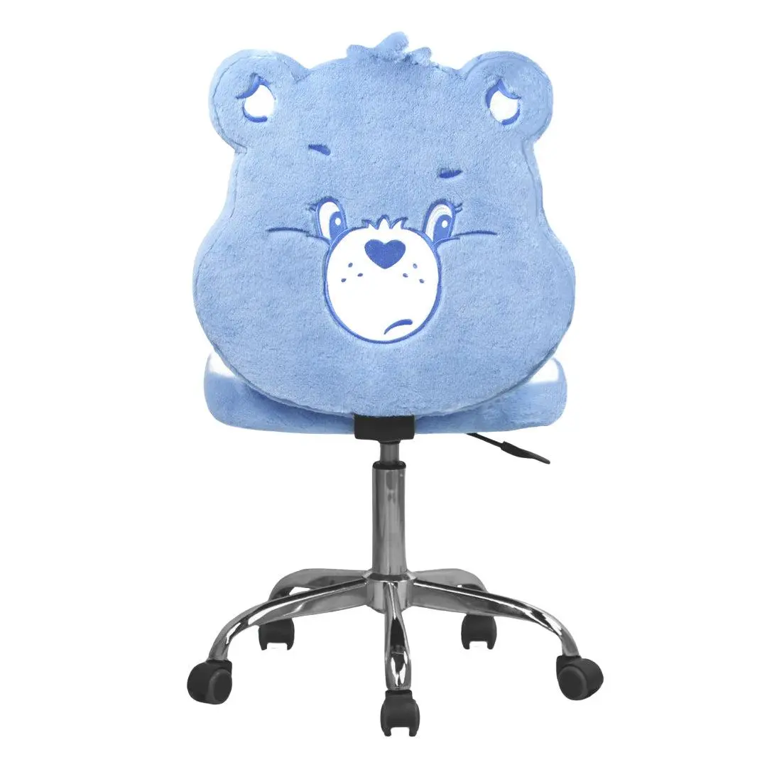 Care Bears™ Grumpy Bear Armless Ergonomic Swivel Vanity Chair - Comfy Teddy Fur Indoor Furniture with Wheels, Embroidery Details, Fire Safety Label, Comfy Chairs, Armless Ergonomic Chair