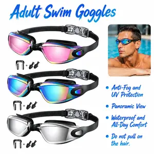 【Upgraded Edition】3 Pack Adult Swim Goggles , Anti-Fog, UV Protection, Leak-Free, Clear Vision Swimming Goggles for Adult Men Women and Teens, Wide View Outdoor