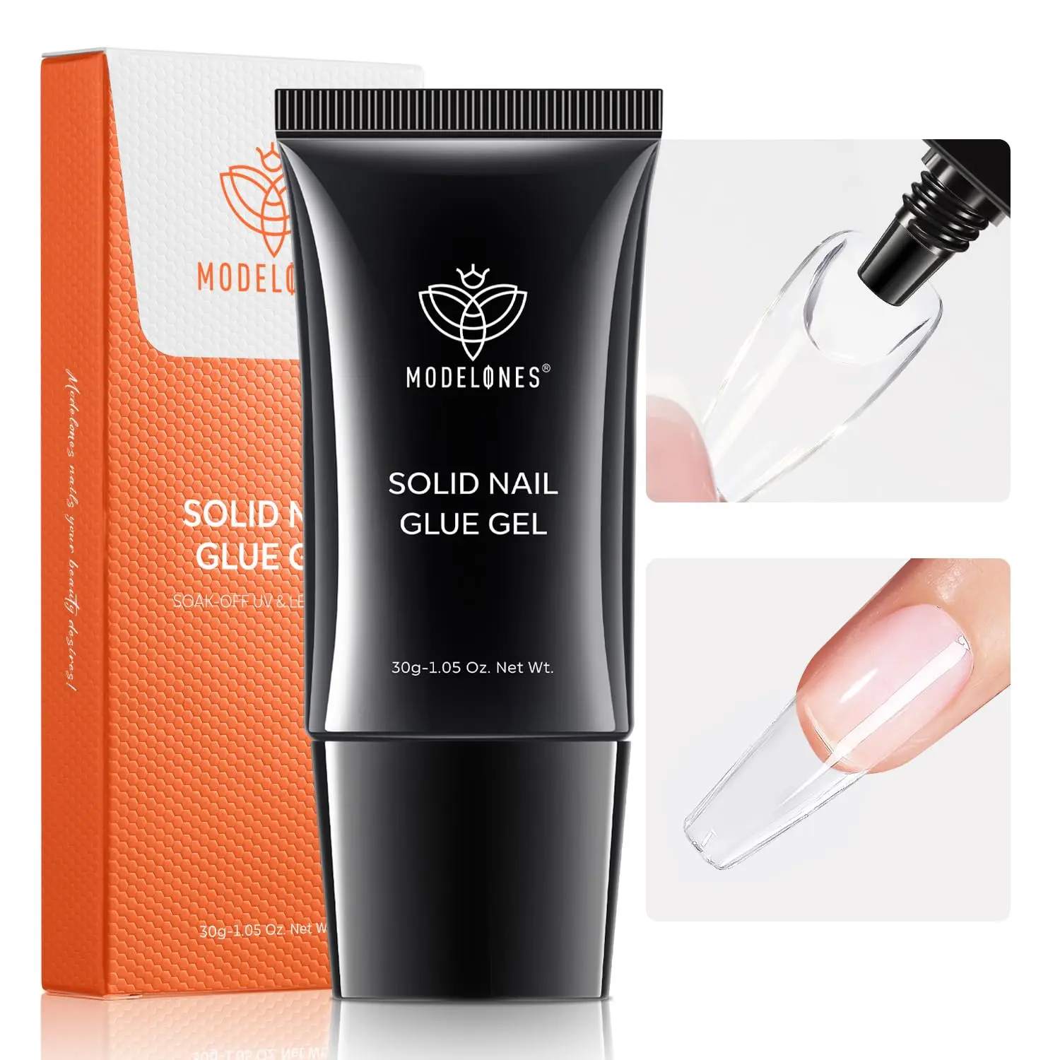Modelones Nail Glue for Clear Tips Liquid/Solid Gel  Super Strong Adhesive for Acrylic Extensions Press On Fake Tips U V Curing Needed Professional Adhesive