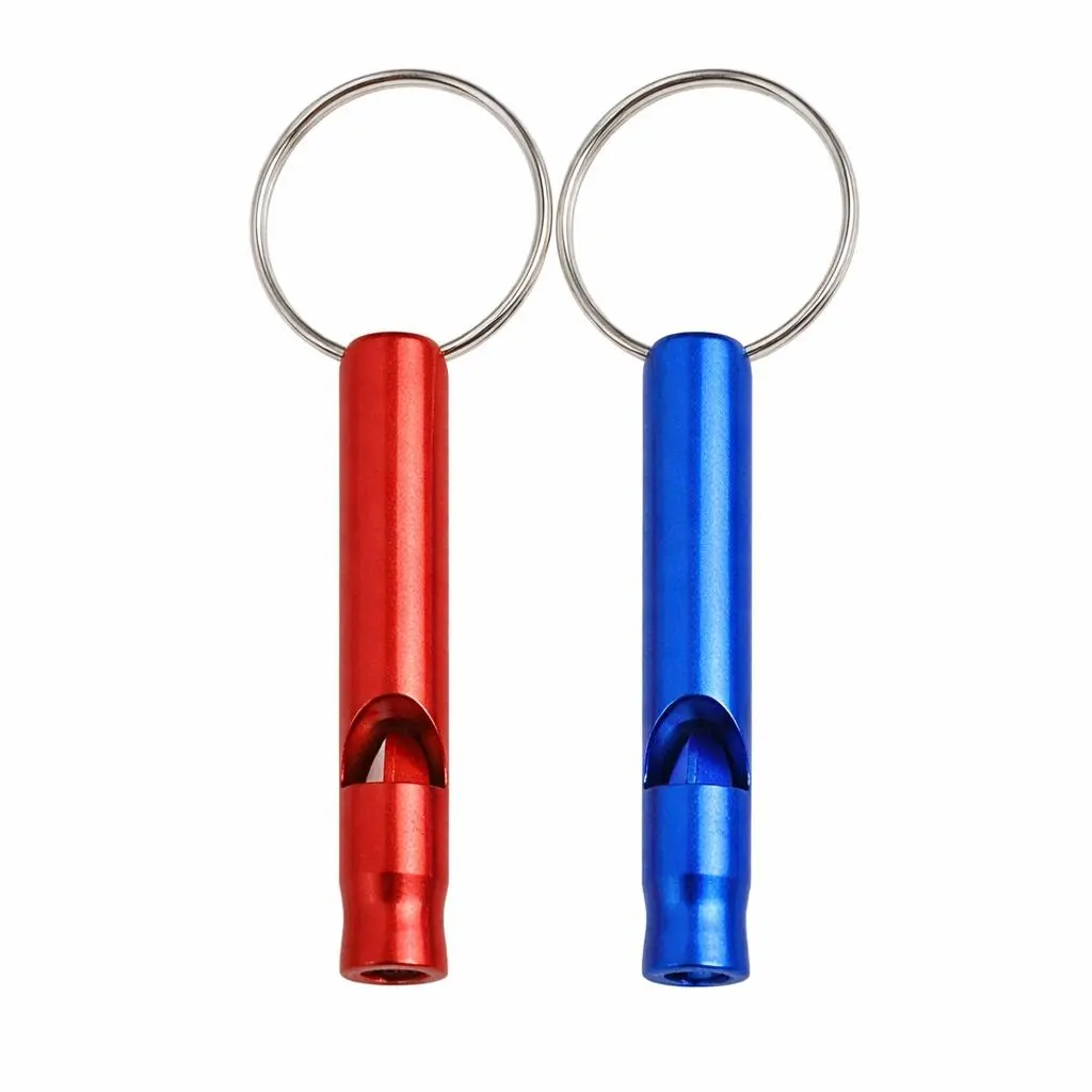 2-Pack Aluminum Dog Training & Survival Whistles with Keychain Assorted Colors Portable