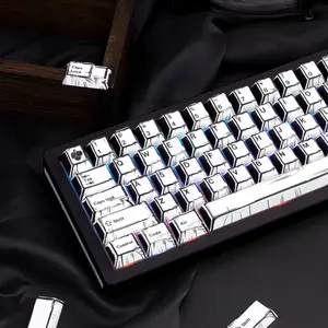 150 keys White Keycaps - Original PBT Material with Five-Sided Sublimation Printing Custom White Keycaps Compatible with Wooting and Other Mechanical Keyboards, Durable & Ergonomic Cherry Profile