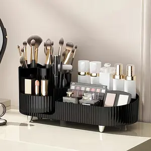 360 ° rotating storage box, with 9 partition storage compartments, bedroom cosmetics, makeup brushes, skin care product storage boxes, lipstick eyeshadow pen holder, Beauty Organizer Box