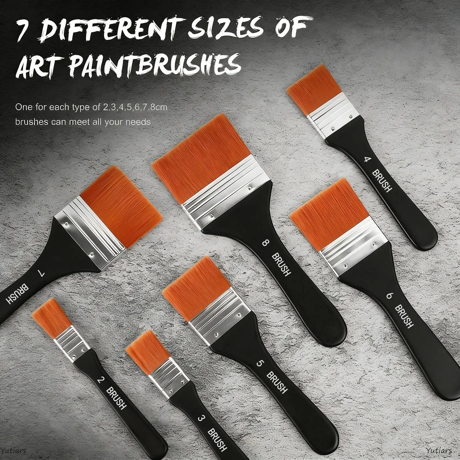 7pcs Large Wash Flat Nylon Artist Brush Kit, Soft Bristles, Durable, Versatile for Acrylic, Oil, Watercolor, Gesso Prep & Varnish Application, Artist Paintbrush