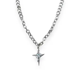 CZ Star Pendant Necklace for Men Women Streetwear Punk Hip Hop Unisex Style