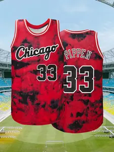 Men's Tie Dye Chicago #33 Basketball Jersey, Stylish Sporty Jersey,Loose Fit Breathable Tank Top,Comfortable Basketball Shirt, Casual Sports Vest for Training and Competition,Outdoor Sports, Unisex All Season Wear