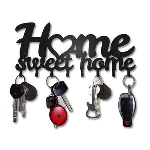 Home Letter Pattern Metal Keychain Hook, Wall Mounted Key Hook, Wall Mountable, Wall Hanging Key Holder, Home Organizer for Front Door Kitchen, Home Letter Design, Decor