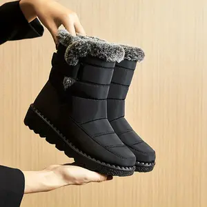 Women's Solid Color Boots, Warm & Casual Plush Lined Boots, Women's Boots, Women Shoes
