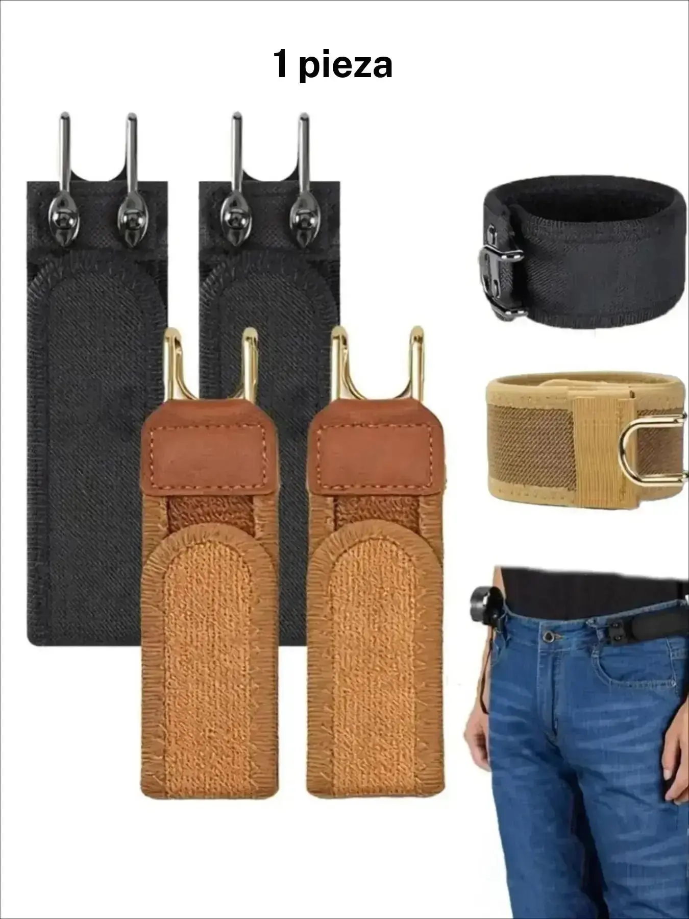 Adjustable Elastic Buckle Belt Hook, Invisible Waistband Closure for Men and Women, Outdoor Work and Edc Use, Easy Adjustable Belt, Unisex Metal Strap Fastener, Waist Tie Belt, Elastic Belts