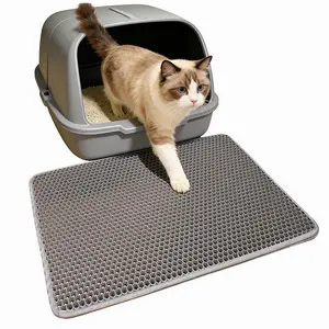 Stop sweeping cat litter! Double Layer Cat Litter solution Mat – Waterproof, Non-Slip, Traps Scatter, Washable, 23.6"x17.7" Grey