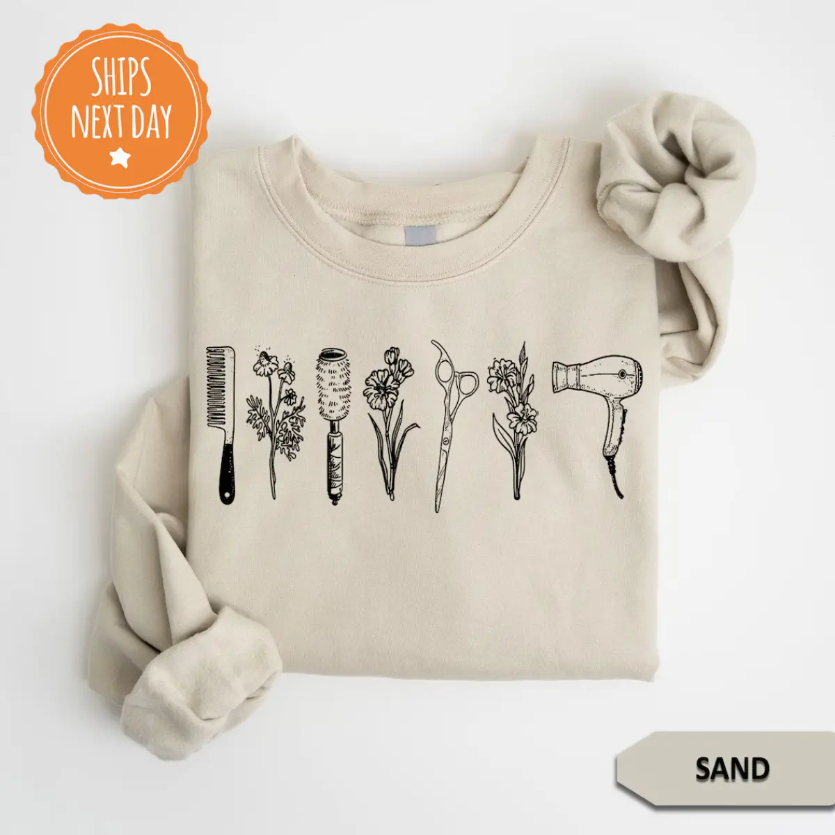 Minimalist Hairstylist Sweatshirt - Wildflower Hairdresser - Hair Therapist - Hairstylist Gift - Cosmetology Sweatshirt - Hairdresser