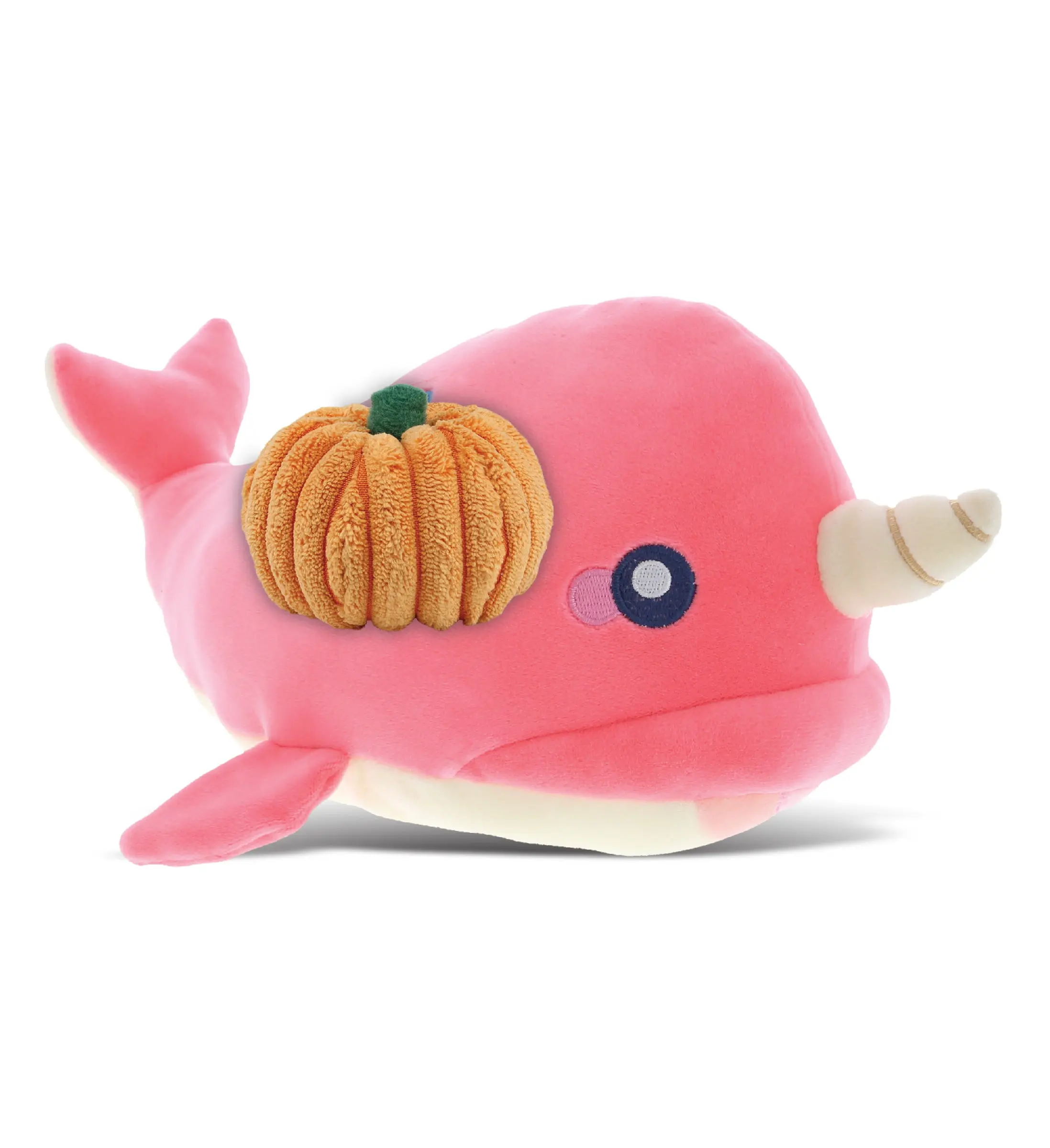Pink Narwhal Stuffed Pumpkin Toy - Baby-Soft Polyester Plush, Pumpkin Decor for Kids