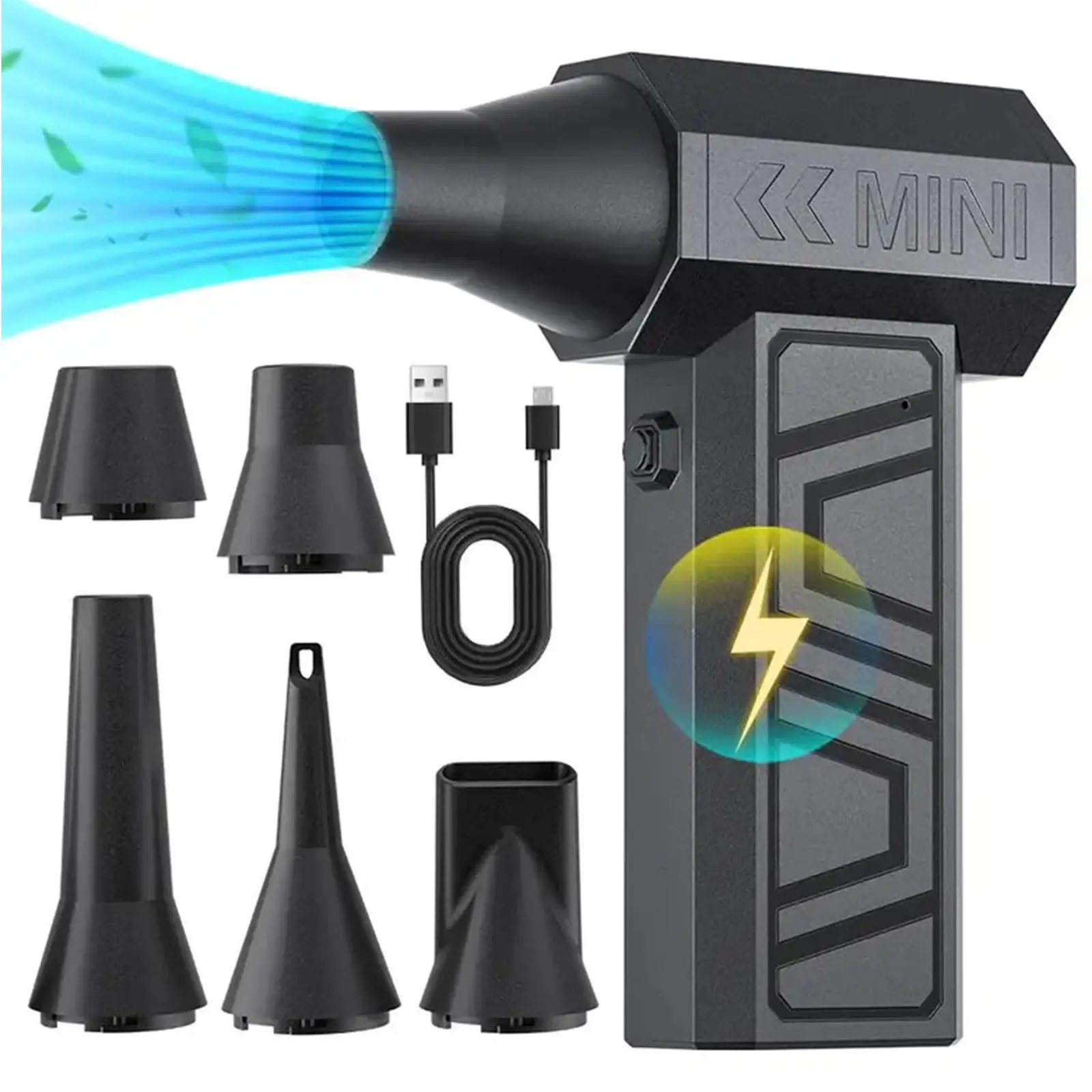 X3-S Cordless Handheld Air Duster 105000rpm High-Speed Mini Blower, Battery Powered Blower Handheld, 4-Gear Adjustable Power Turbo Jet Fan, Portable Dust Blower for Electronics, Cars, Homes, USB Rechargeable Blower