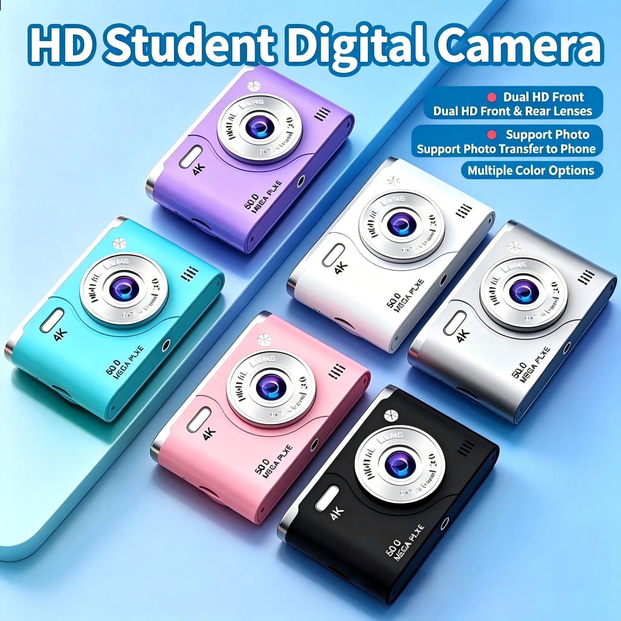 Retro CCD Digital Camera for Students Portable Selfie Compact Camera with HD Vlogging Support Photo Transfer to Cell Phone Ideal for Daily Travel Video Shooting