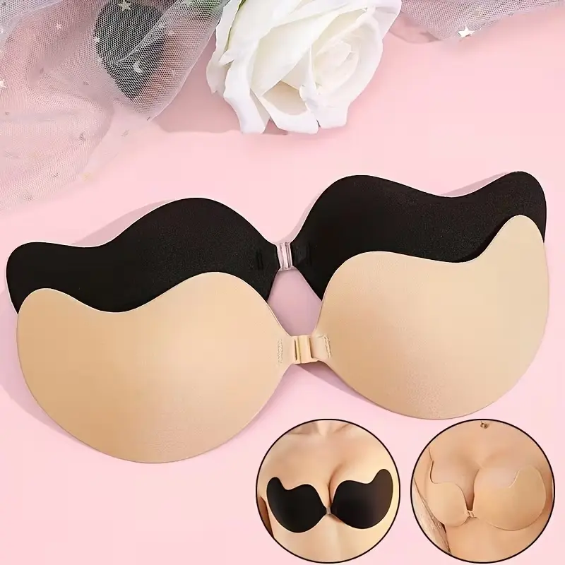 Women's Invisible Silicone Nipple Cover Bras - Adhesive, Strapless, Push-Up, Backless, Reusable, Buckle-Equipped for Everyday Dress Wear