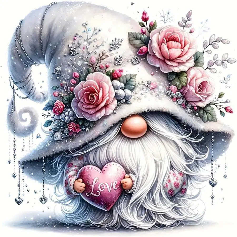5D DIY Full Diamond Round Diamond Painting - Diamond Art Painting Kit Pink Rose Fairy Mosaic, Canvas - DIY Decorative Painting, Home Wall Decor, Suitable for Halloween and Christmas, Birthday and Anniversary Gifts, Diamond Painting Kits