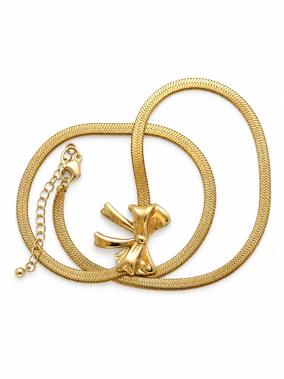 Women's Gold Bow Jewelry Set-Necklace & Bracelet Set for Women