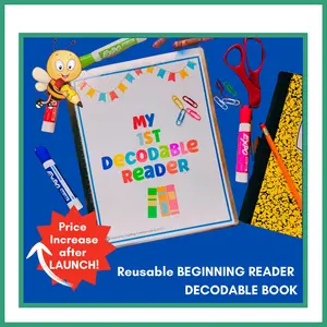 1st Decodable Reader for Kindergarten and 1st grade  Beginners Beginning Reading Phonics Vocabulary Reusable Dry Erase Fun Engaging Kindergarten 1st grade readers struggling readers Back to School