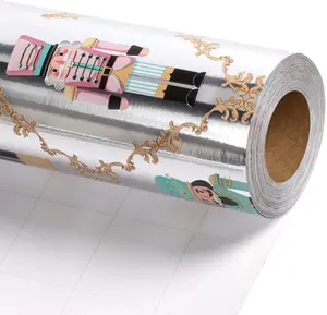 Christmas Foil Wrapping Paper - Mini Roll, Nutcracker Gift Wrap for Christmas, Holiday, Xmas Party Celebration, 17 Inch x 33 Feet