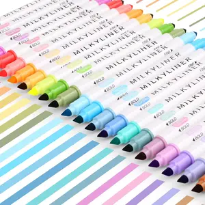 Pastel Highlighters Set, 24  Retro Colors, Highlighters Assorted Colors, Quick Dry Dual tip and Fine Tip No Bleed Highlighter Markers for  Journals Planners Books Notes