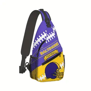 Large Crossbody Backpack with Baltimore Football Print - Durable Machine-Washable Multifunctional Chest Pack, Multiple Compartments & Padded Straps for Travel Hiking Cycling Outdoor Fishing - Unisex for Men Women Youth, Hiking Backpack, Adventure Gear, Sp