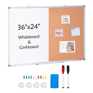 VEVOR 36"x 24" Whiteboard & Cork Board Combo with Aluminum Frame – 2-in-1 Magnetic Dry Erase Bulletin Board for Wall Mount – Ideal for School,  , Home, Office
