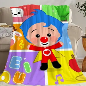 Viral P-Plim Blanket Toddler Room Decor Cute Cartoon Kids Bedding Soft Skin-Friendly Flannel Throw Nursery Decor Cozy Sofa Quilt