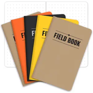 Field Notebook/Pocket Journal - 3.5"x5.5" - Combination of , Black, Orange, Yellow - Dot Graph Memo Book - Pack of 5