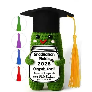 Funny Crochet Pickle Graduation Gift Class of 2026 Handmade Plush Keepsake with Colorful Tassels, Cute Congrats Gift for High School & College Graduates, Aesthetic Desk Decor Accessory summerwins