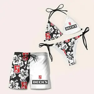 Summer Bikini Set, Matching Brew Couple Swimwear – Women Bikini & Men Beach Shorts, Summer Vacation Outfit