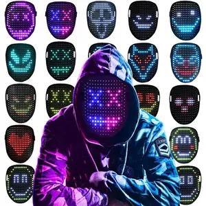 LED Face Mask with Gesture Control - 50 Patterns 25 Animated & 25 Static Rechargeable Battery Full Face Display for Halloween Parties Raves Cosplay Festivals