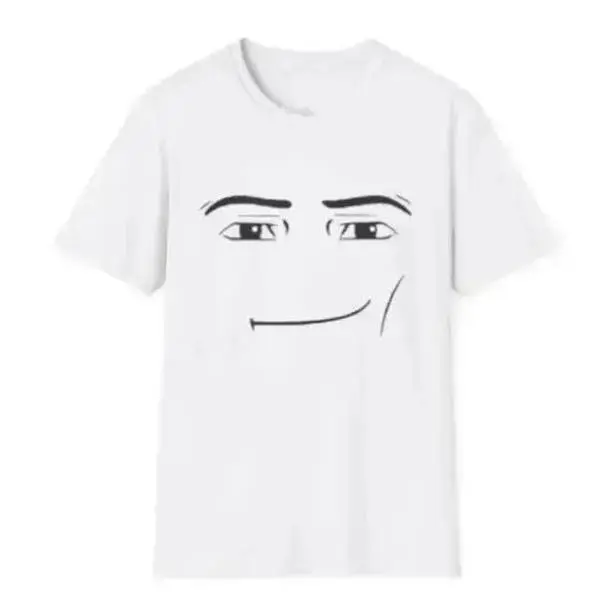 Roblox Minimalist Face Graphic Tee Soft Breathable 100% Cotton Unisex Crew Neck Short Sleeve T-Shirt Simple Game Aesthetic Casual Streetwear Top For Teen Boys Girls Roblox Fans Daily Outfit