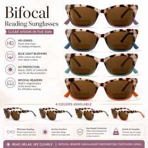 Bifocal Reading Sunglasses for Men Women, UV Protection Tinted Sun Readers, HD Clear Vision Outdoor Reader Glasses with 4 Color Options