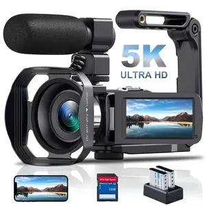 5K Camcorder with 64MP Photo, IR Night Vision, 18X Zoom, WiFi Vlogging Camera, 3.0" Touch Screen, External Microphone, 2.4G Remote Control, Includes 32GB SD Card, Portable Video Recorder for Travel & Content Creation