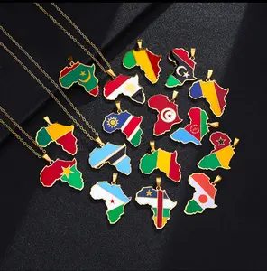 African Countries Map Flag Necklaces Ghana Somalia South africa Nigria Senegal.