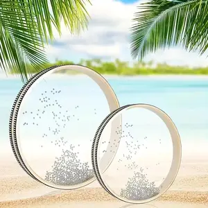 Sea Wave Sound Drum Set, Ocean Breeze Multifunction Percussion Instrument with Transparent Bead Mallets, Wooden Shell Frame for Relaxation, Meditation, and Educational Use