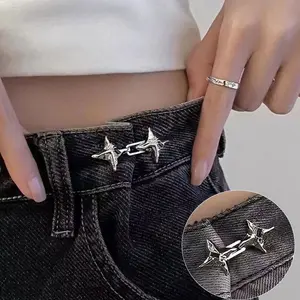 Adjustable Jeans Waist Buckles, 2 Pairs Detachable Elastic Clips, DIY Sewing Accessories, No-Sew Jean Waist Tightening Buckles, Waist Adjustments