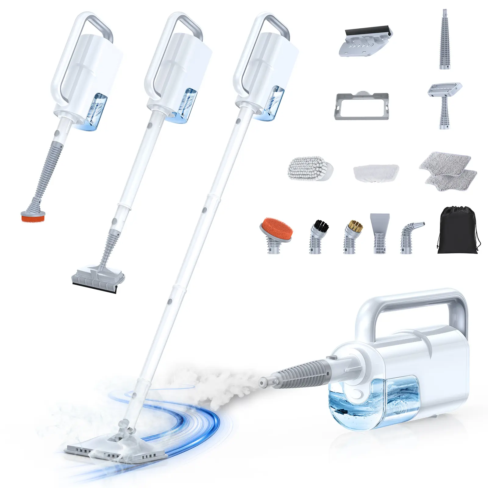 10-in-1 Multi Surface Steam Mop Steamer, Sanitizing Household Mop & Handheld Cleaner, 350ml Tank, 10s Fast Heat, 248°F Steam, Chemical-Free, Pet & Family Safe sohochic，electric steam mop