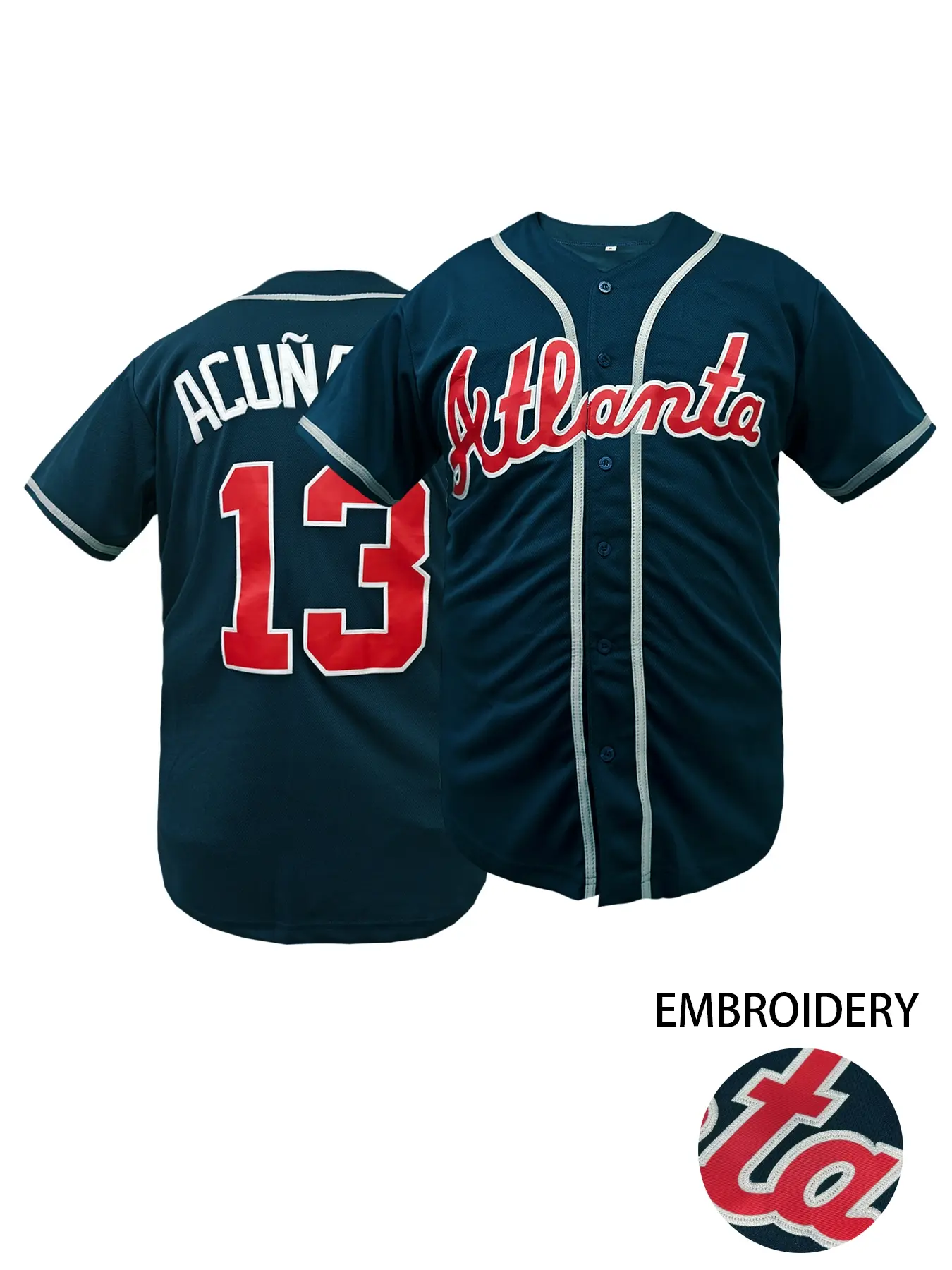 Men's Atlanta #12 Embroidered Baseball Jersey, Casual V-Neck Short Sleeve Baseball Shirt, Breathable Loose Fit Sportswear, Sports Clothing, Sports Apparel, Athletic Tops, Perfect for Outdoor Sports & Daily Wear, Unisex Style, Gift for Training